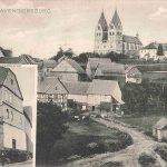 Unterstraße mit evangelischer Kirche und Hunsrückdom von Süden; zusätzlich mit Ansicht der Gastwirtschaft von Christian Morschheiser, um 1912 entstanden